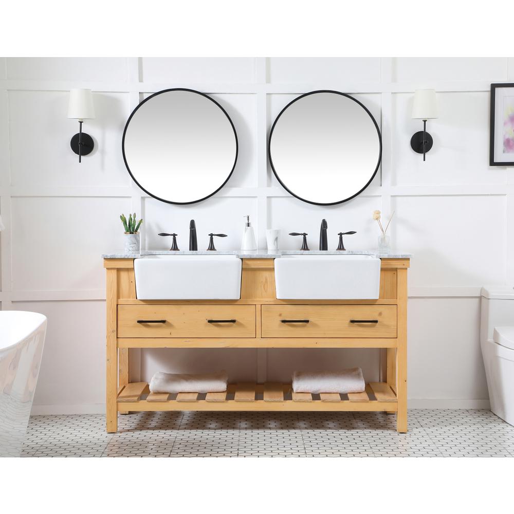 60 inch double bathroom vanity in natural wood. Picture 4