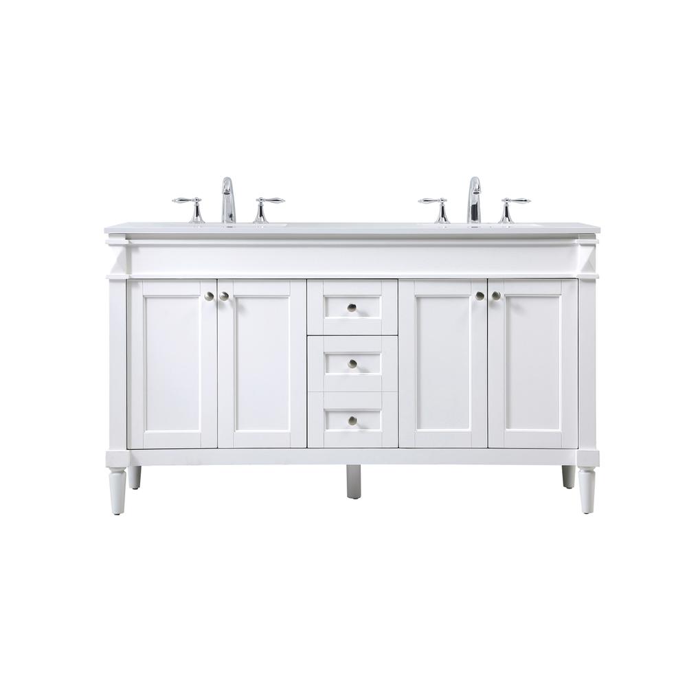 60 inch double bathroom vanity in white. Picture 1