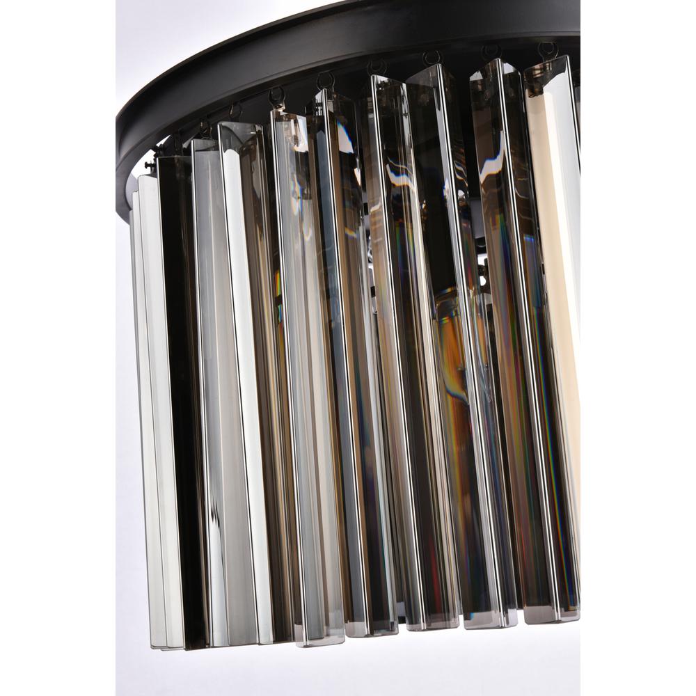 Sydney 6 light Matte Black Pendant Silver Shade (Grey) Royal Cut Crystal. Picture 4