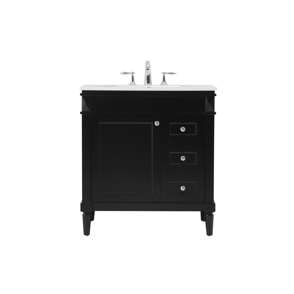 32 inch Single bathroom vanity in black. Picture 1