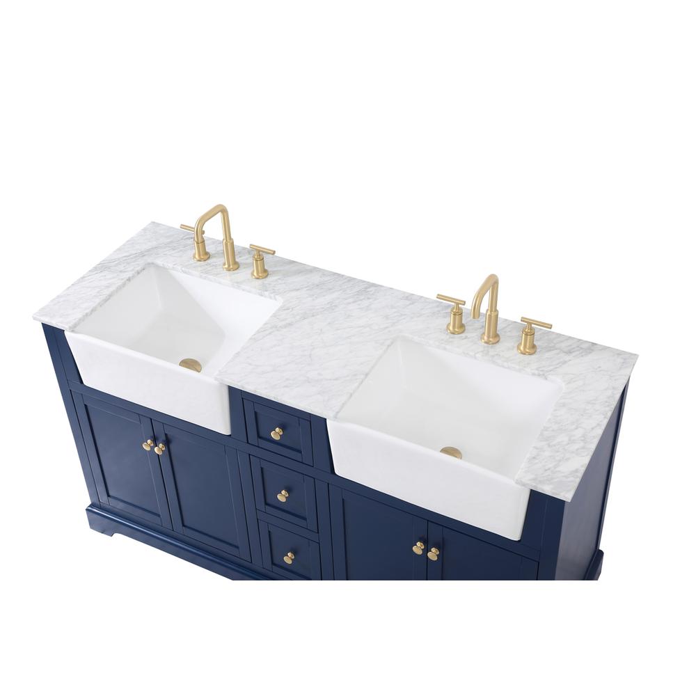 60 inch double bathroom vanity in blue. Picture 10