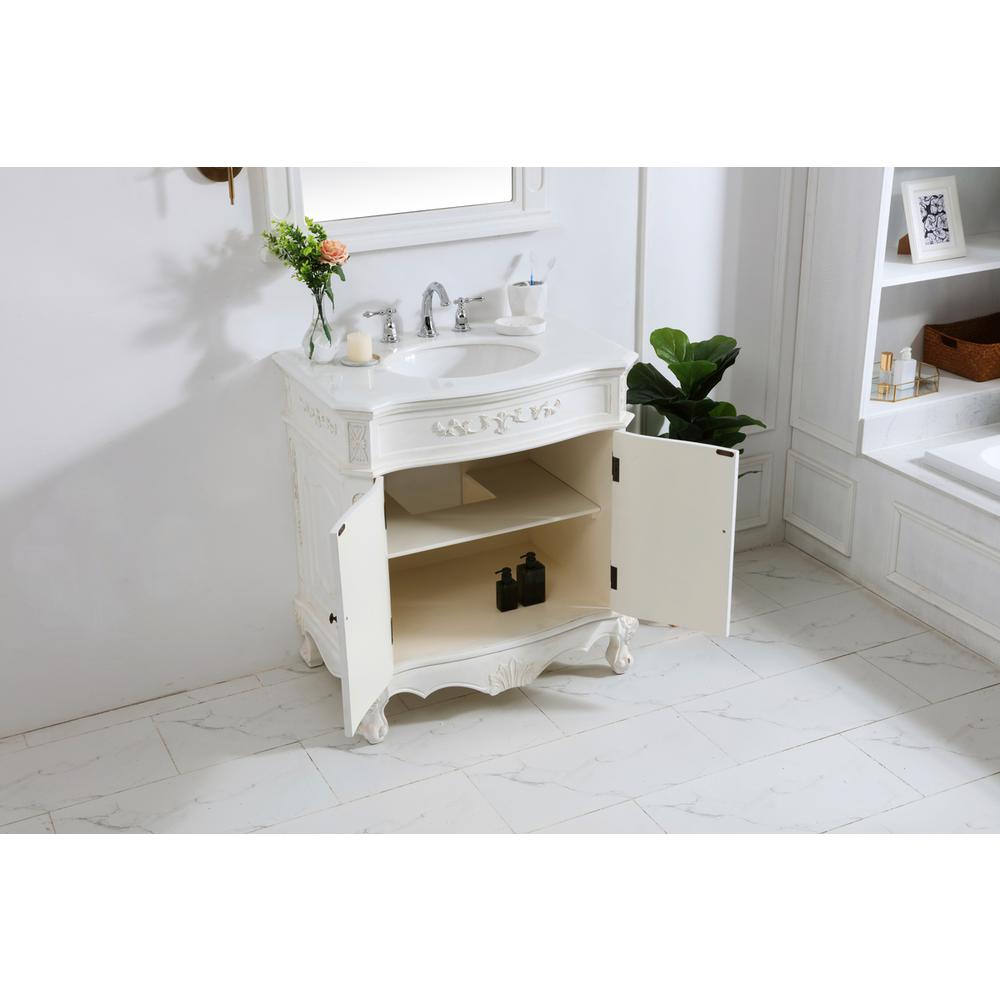 32 inch Single Bathroom vanity in antique white. Picture 3