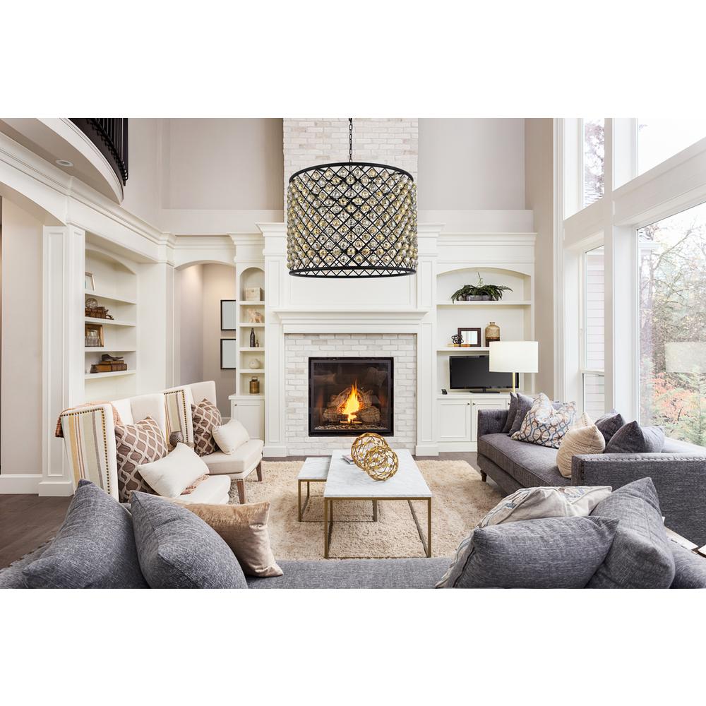 Madison 12 light Matte Black Chandelier Golden Teak (Smoky) Royal Cut Crystal. Picture 8