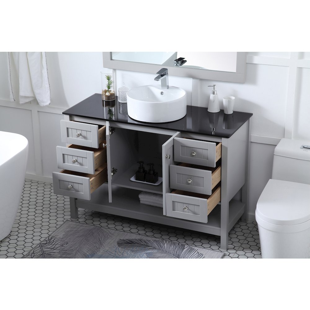 48 Inch Vessel Sink Bathroom Vanity In Gray. Picture 4