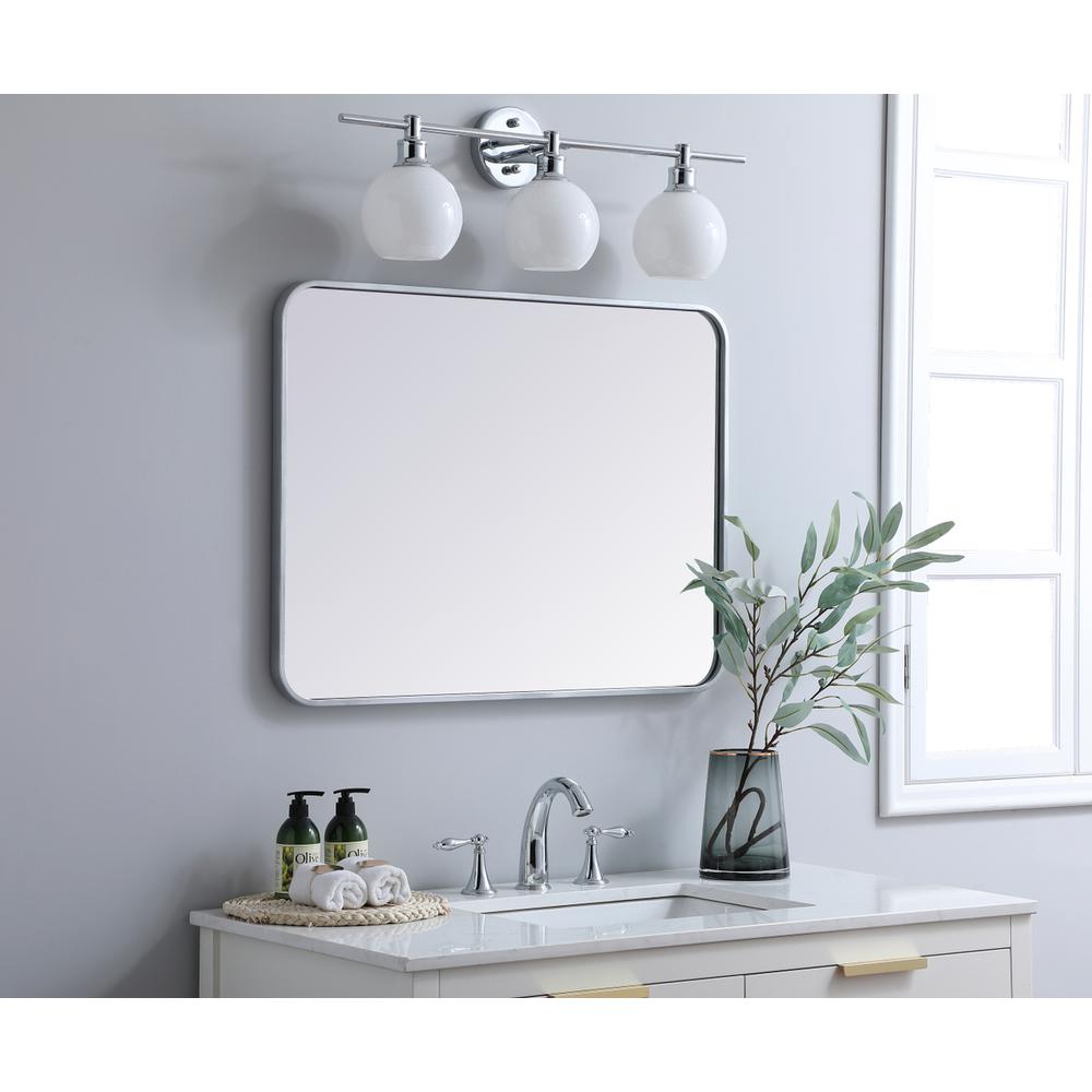 Soft corner metal rectangular mirror 24x32 inch in Silver. Picture 2