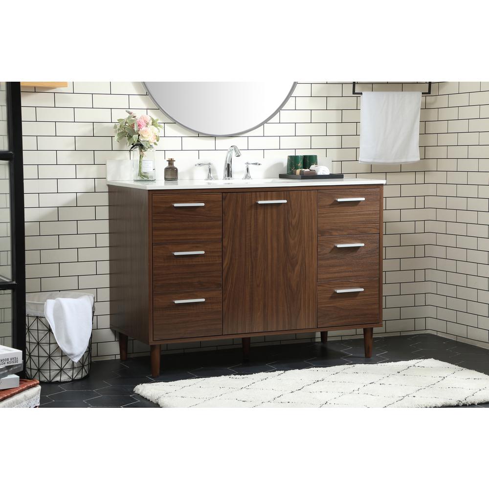 48 inch bathroom vanity in Walnut with backsplash. Picture 2