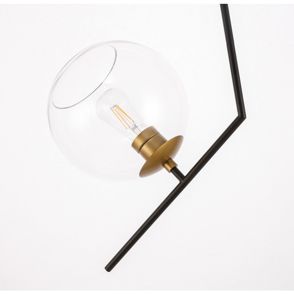 Ryland 1 Light Black And Brass And Clear Glass Pendant. Picture 12