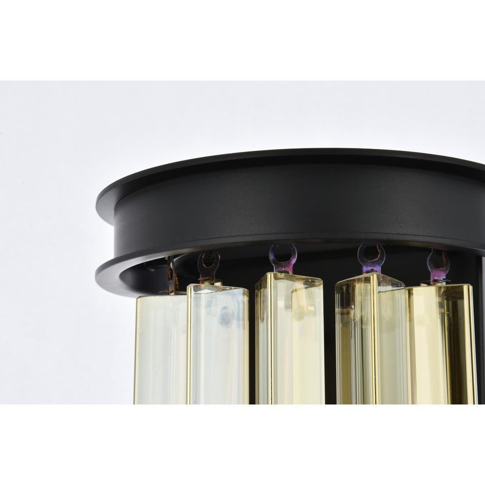 Sydney 2 light Matte Black Wall Sconce Golden Teak (Smoky) Royal Cut Crystal. Picture 3