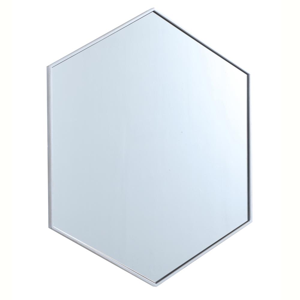 Metal frame hexagon mirror 41 inch in silver. Picture 4