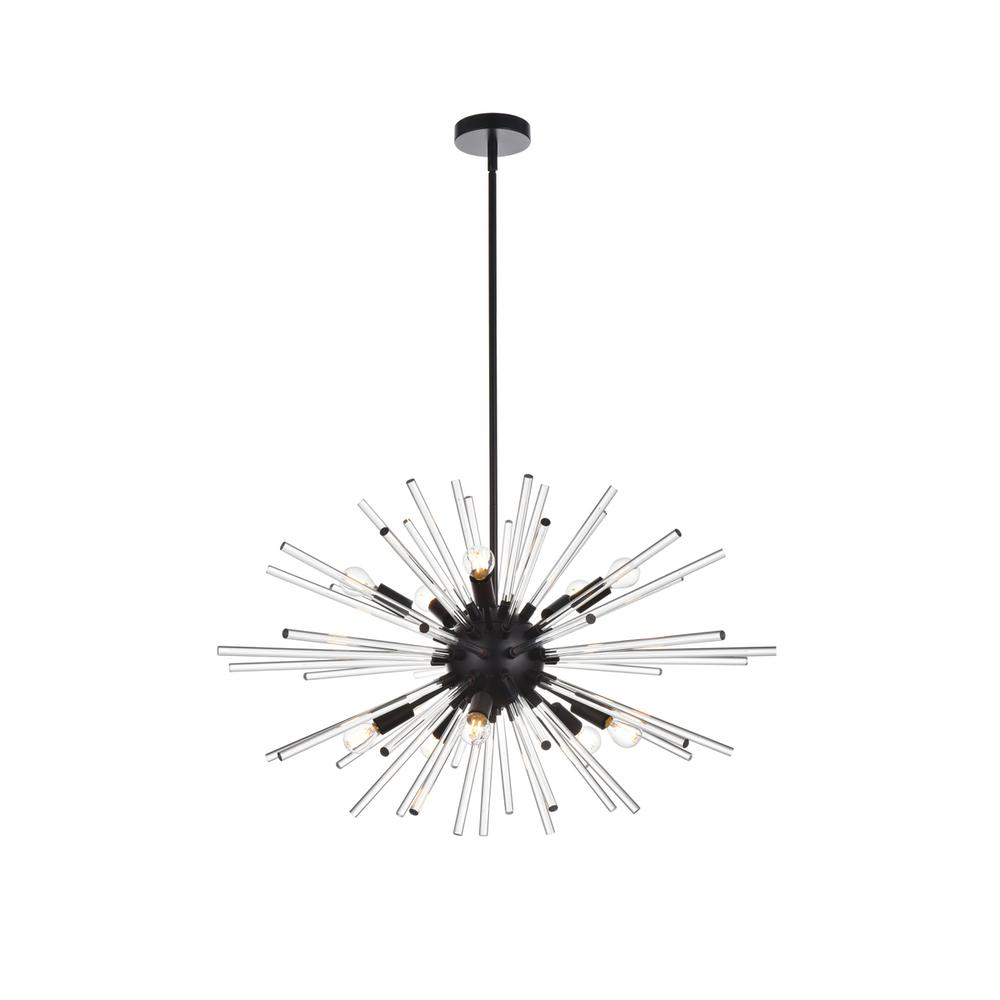 Sienna 32 inch crystal rod pendant in black. Picture 1