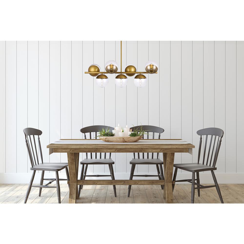Eclipse 7 Lights Brass Pendant With Clear Glass. Picture 6