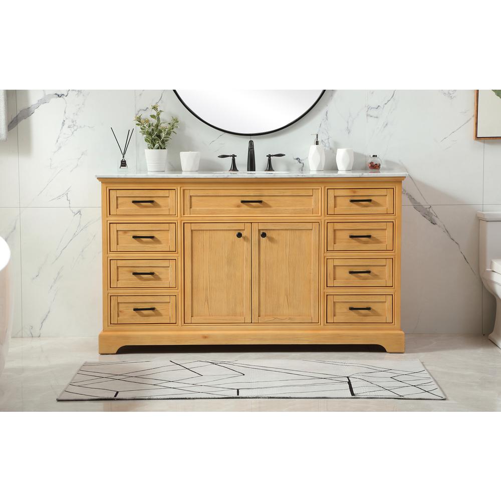 60 inch Single bathroom vanity in natural wood. Picture 14