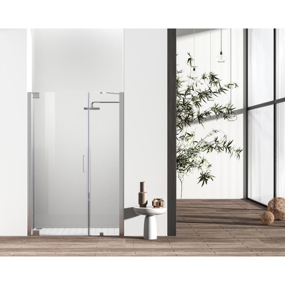 Semi-frameless hinged shower door 48 x 72 Polished Chrome. Picture 1