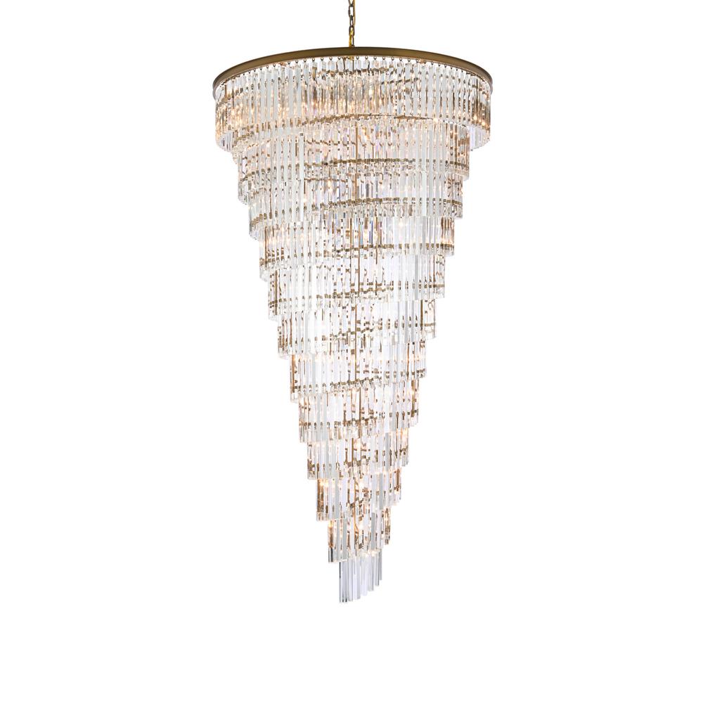 Sydney 48 inch spiral crystal chandelier in satin gold. Picture 2