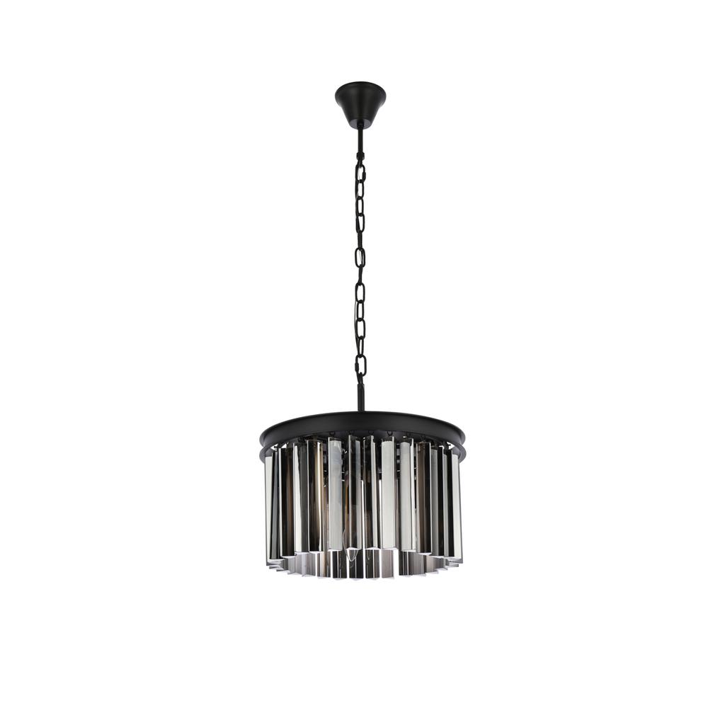 Sydney 3 light Matte Black Pendant Silver Shade (Grey) Royal Cut Crystal. Picture 6