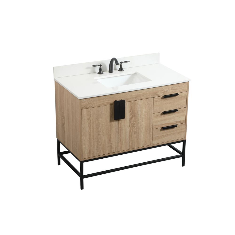 42 inch Single bathroom vanity in mango wood with backsplash. Picture 8