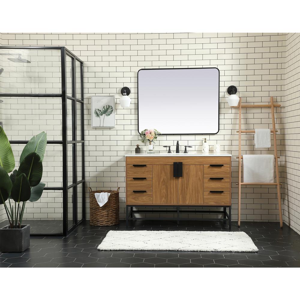 48 inch Single bathroom vanity in walnut brown. Picture 4