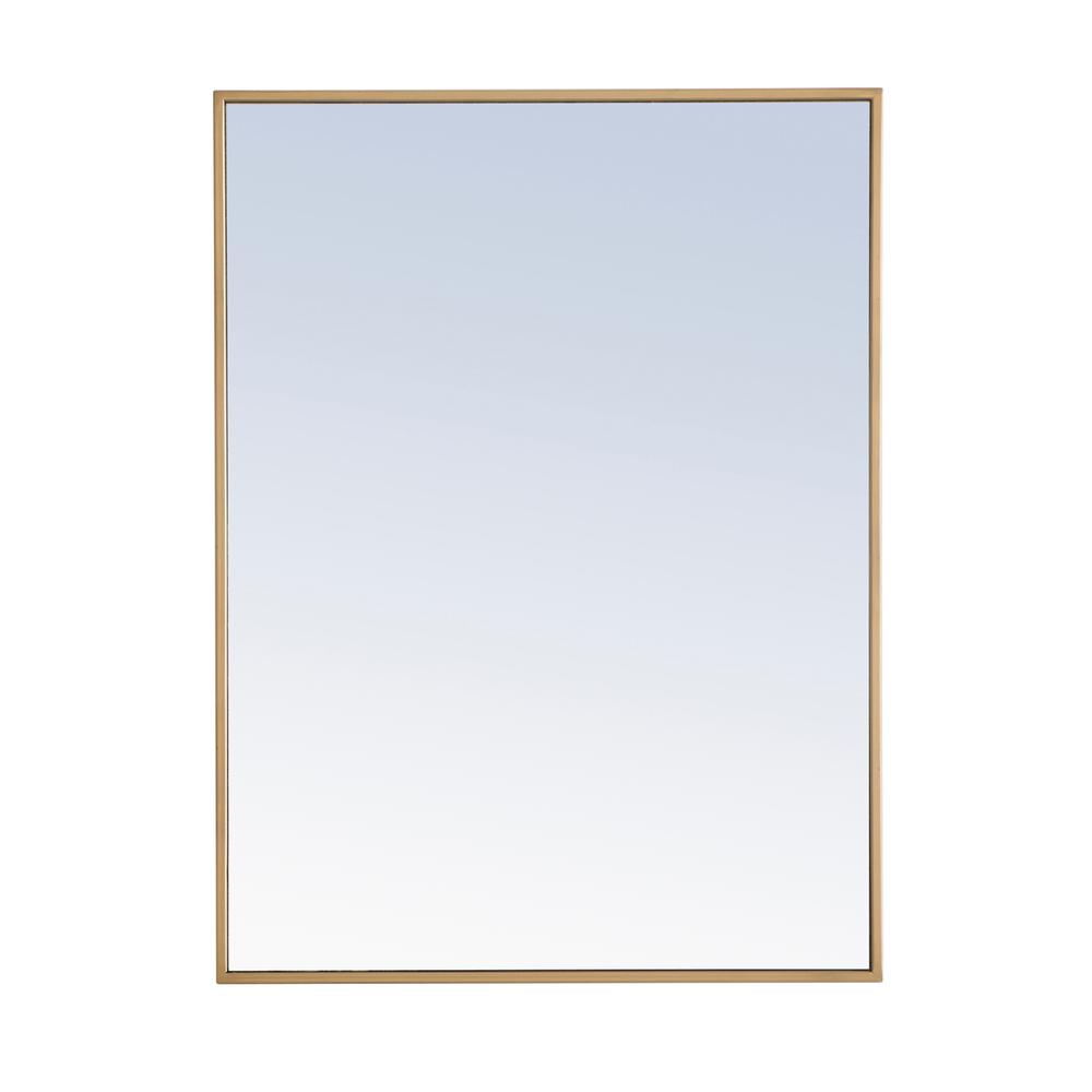 Metal frame Rectangle Mirror 24 inch Brass finish. Picture 1