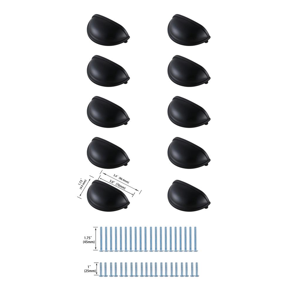 Atticus 3" Center to Center Matte Black Cup Bar Pull Multipack (set of 10). Picture 5