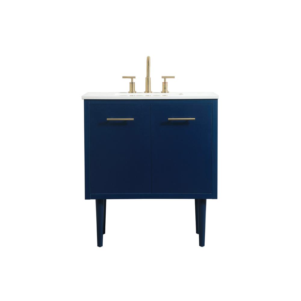 30 inch Single bathroom vanity in blue. Picture 1