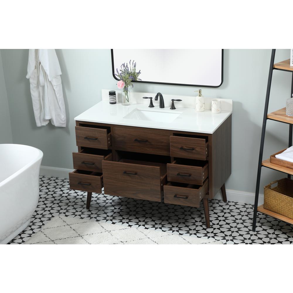 48 inch Single bathroom vanity in walnut with backsplash. Picture 3