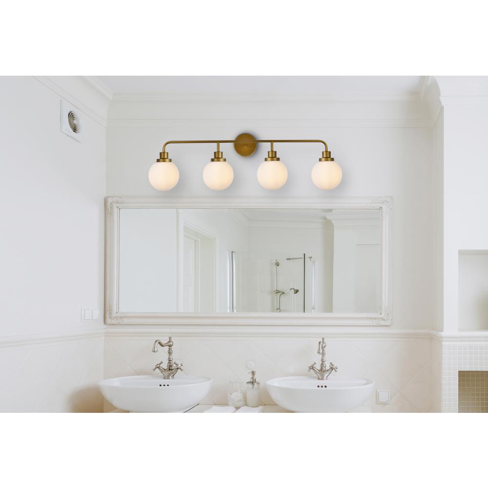 Hanson 4 lights bath sconce in brass with frosted shade. Picture 6