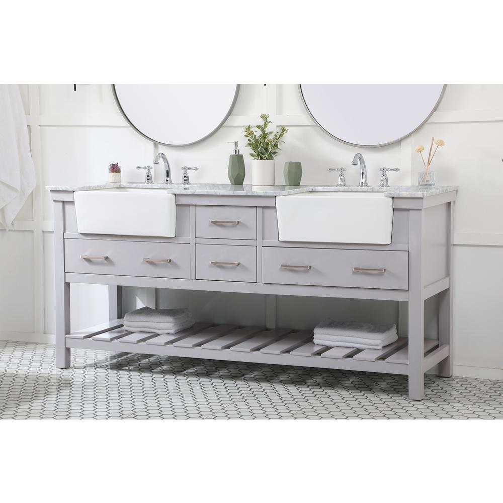 72 inch double bathroom vanity in grey. Picture 2