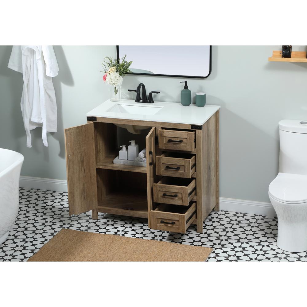 36 inch Single bathroom vanity in natural oak. Picture 3