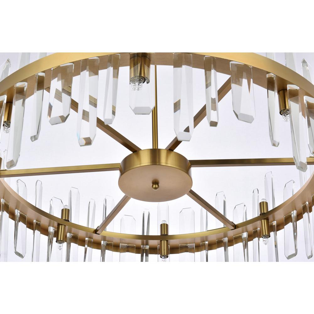 Serena 32 inch crystal round chandelier in satin gold. Picture 4