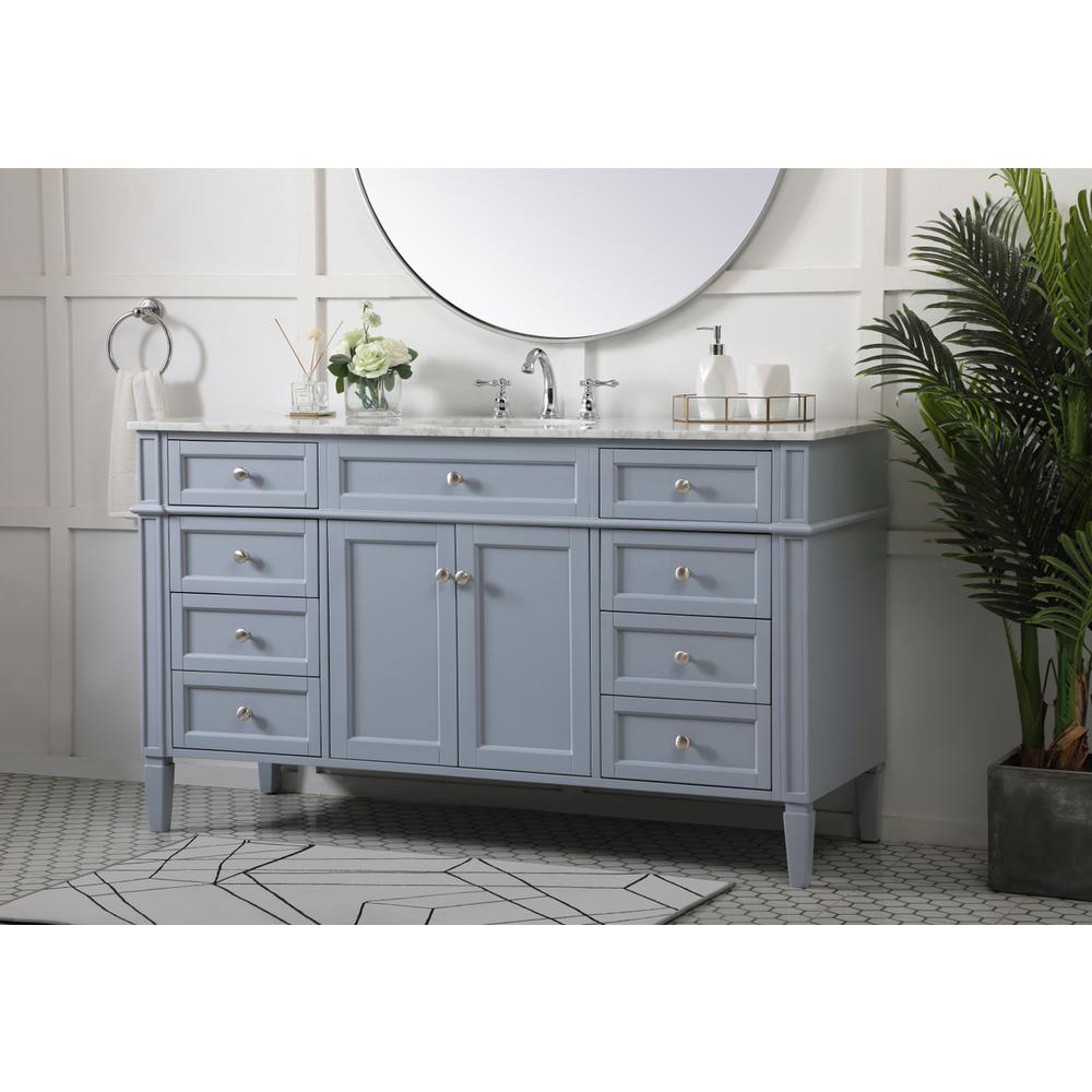 60 inch Single bathroom vanity in grey. Picture 2