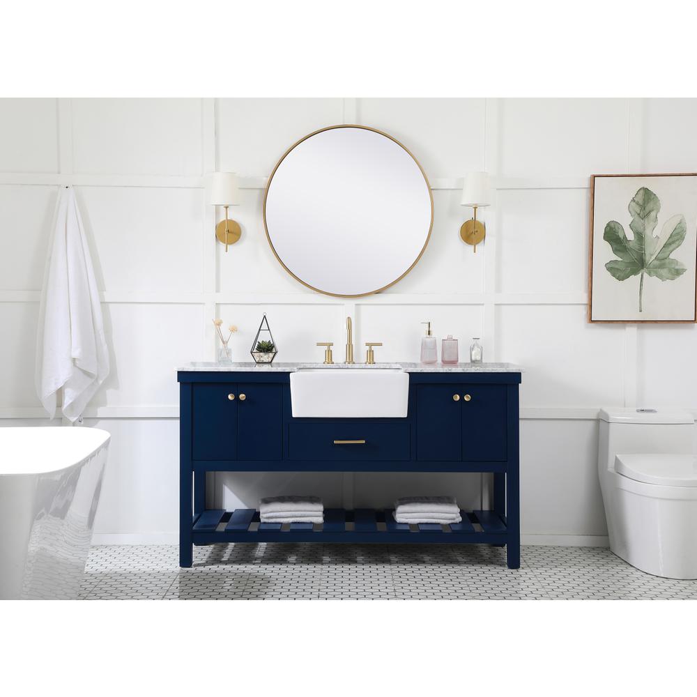 60 inch Single bathroom vanity in blue. Picture 4