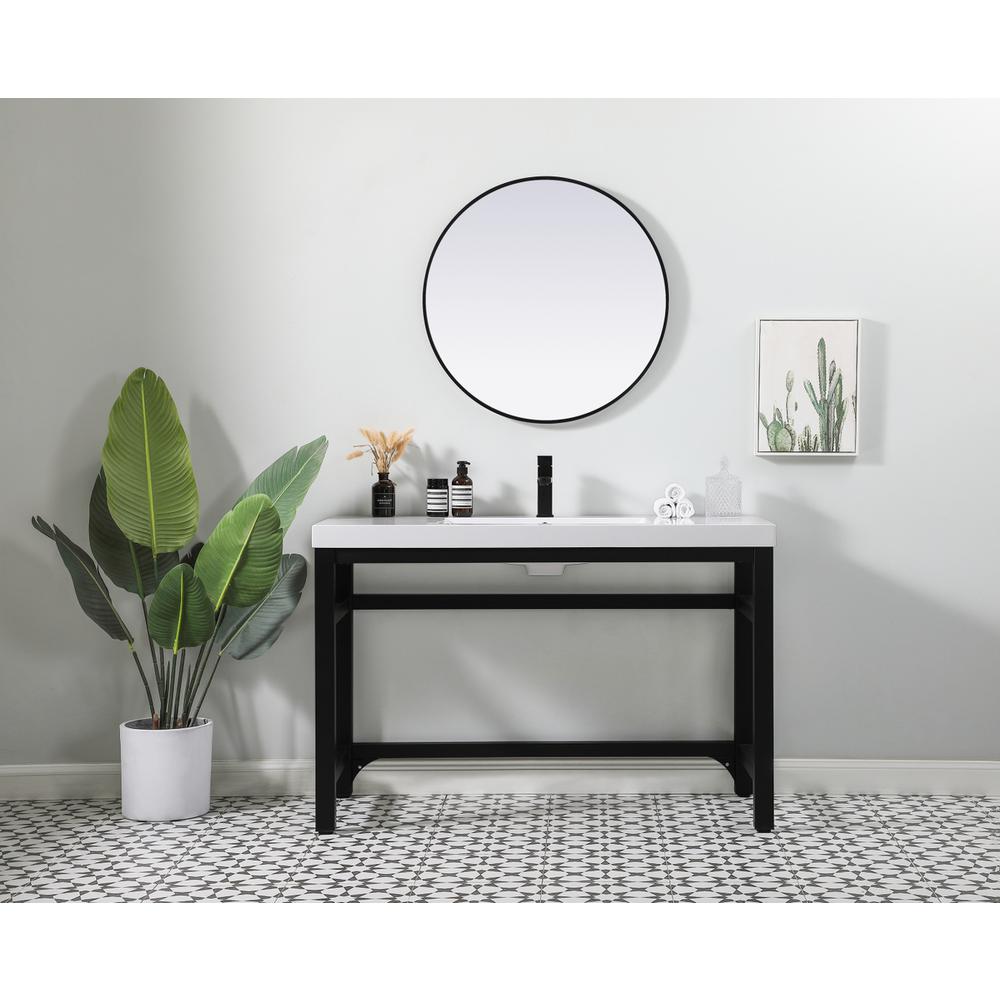 48 inch ADA compliant Single bathroom metal vanity in black. Picture 3