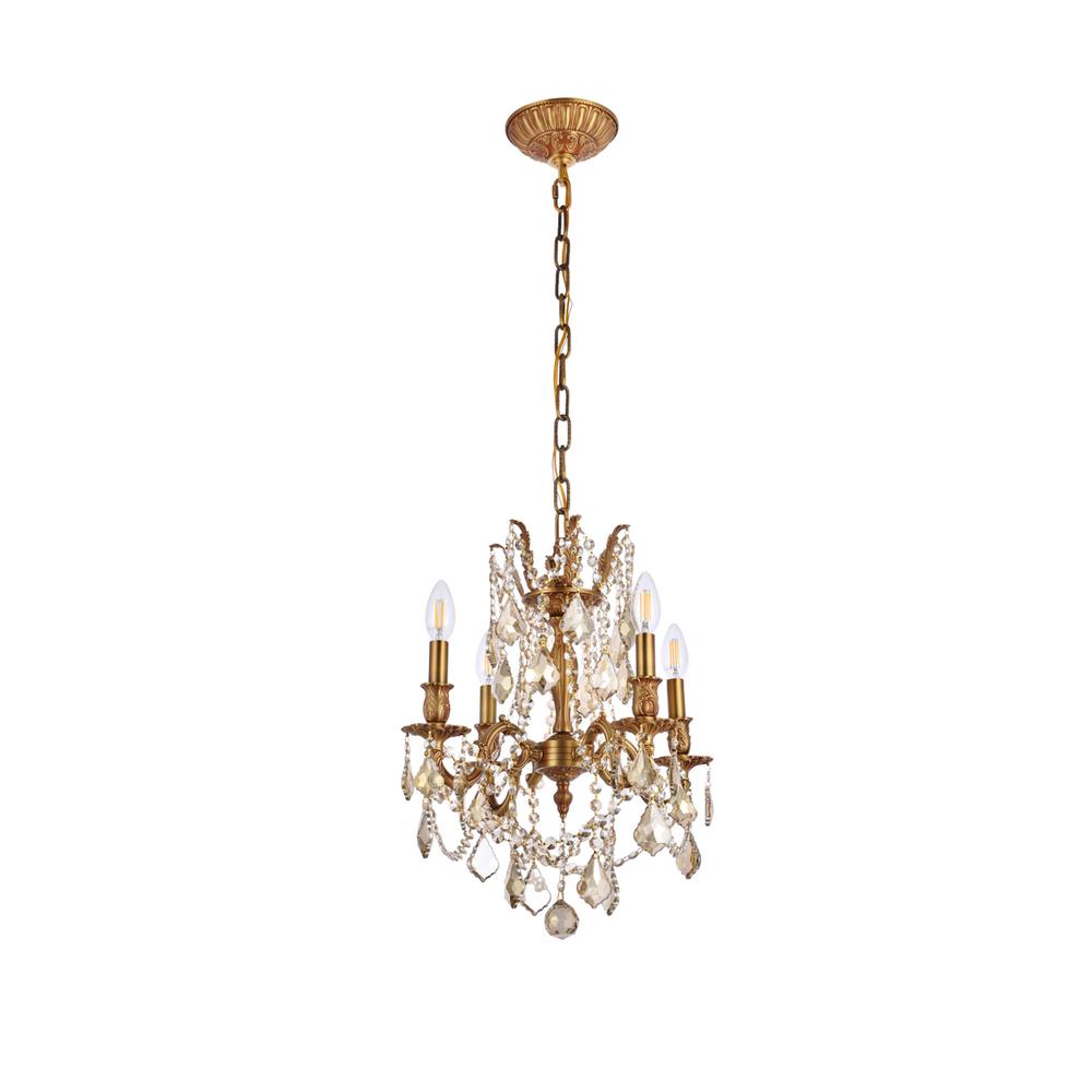 Rosalia 4 light French Gold Pendant Golden Teak (Smoky) Royal Cut Crystal. Picture 6