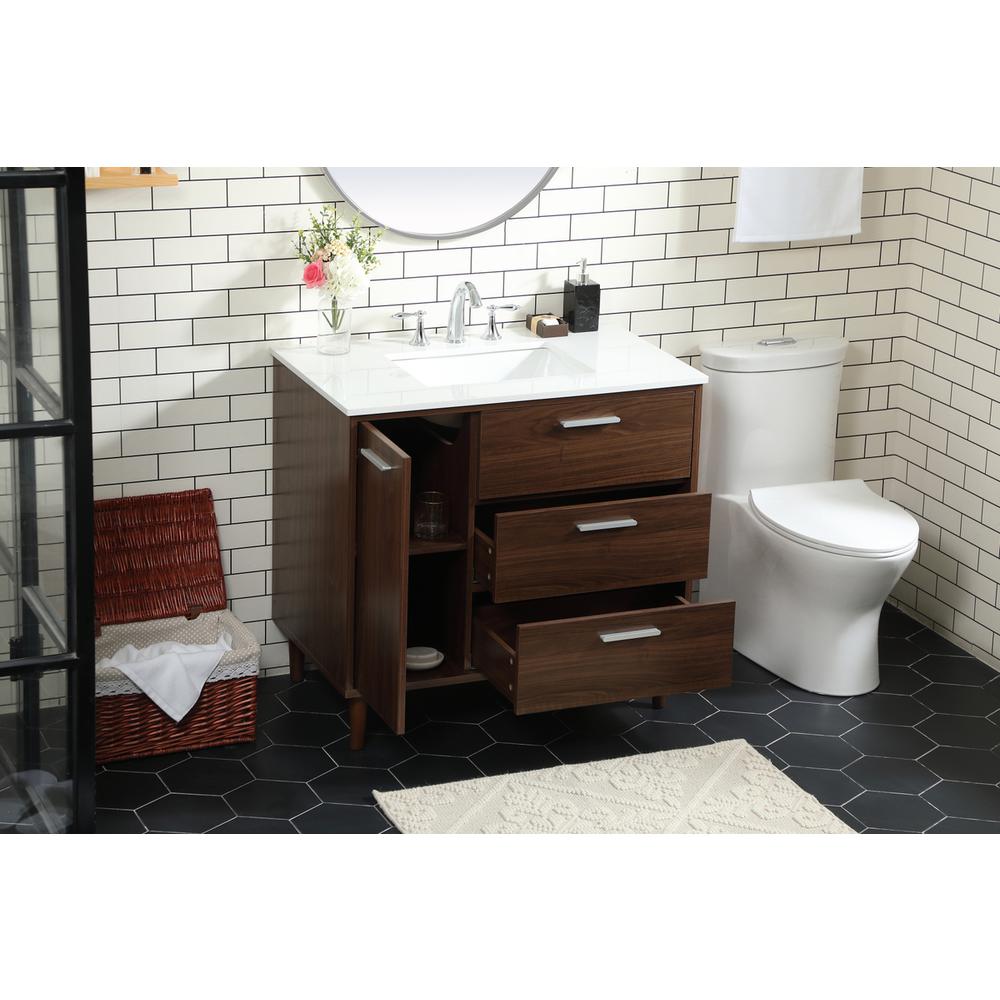 36 inch bathroom vanity in Walnut. Picture 3