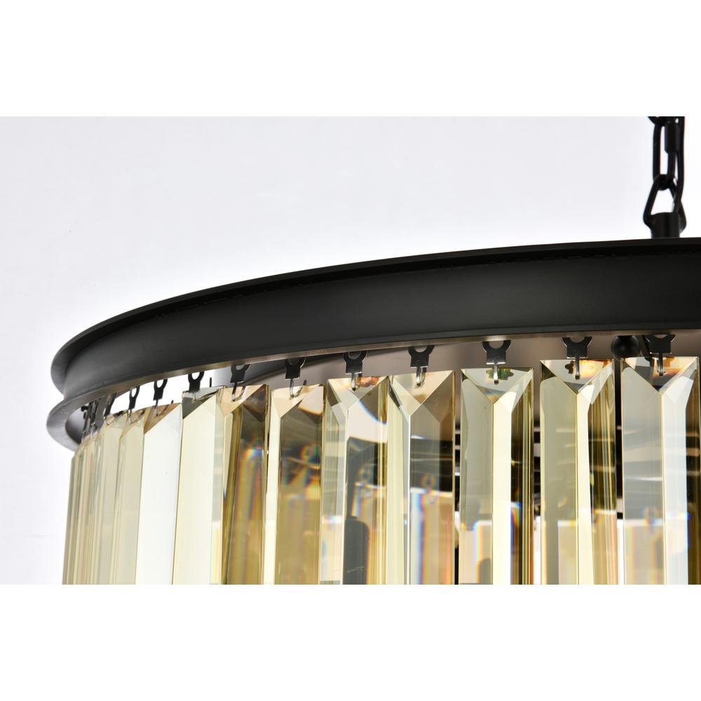 Sydney 8 light Matte Black Chandelier Golden Teak (Smoky) Royal Cut Crystal. Picture 4