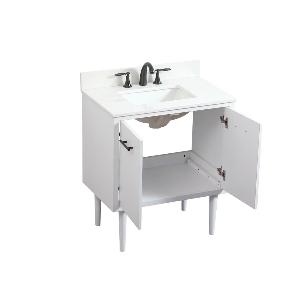 30 inch Single bathroom vanity in white with backsplash. Picture 12