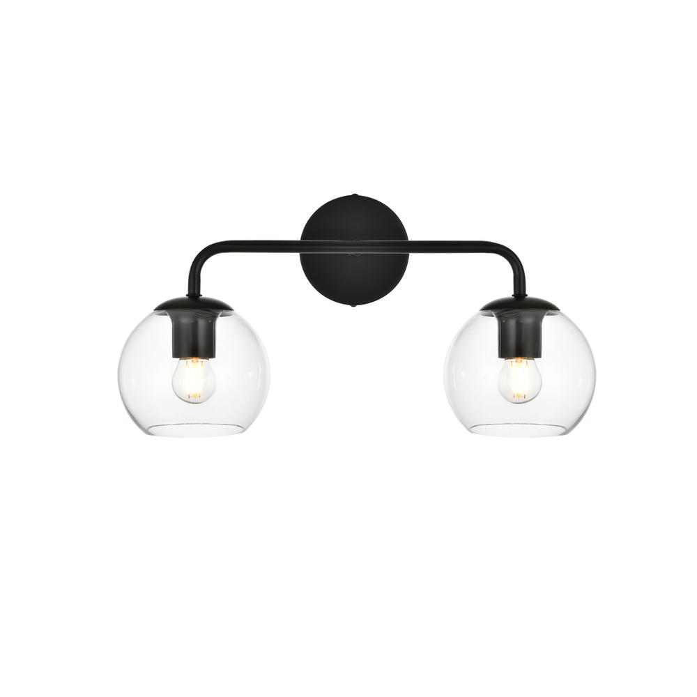 Genesis 2 light Black and Clear Bath Sconce. Picture 1