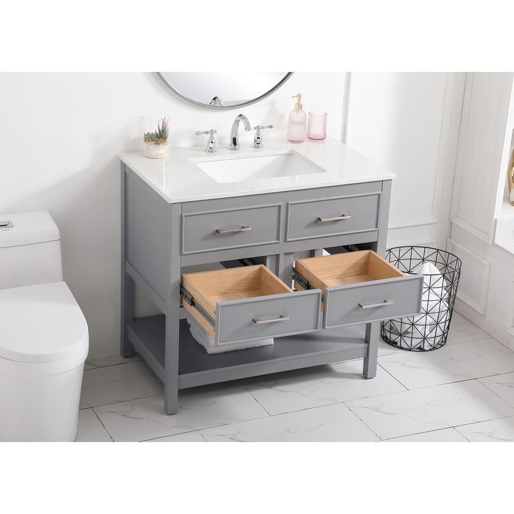36 inch Single bathroom vanity in gray. Picture 3