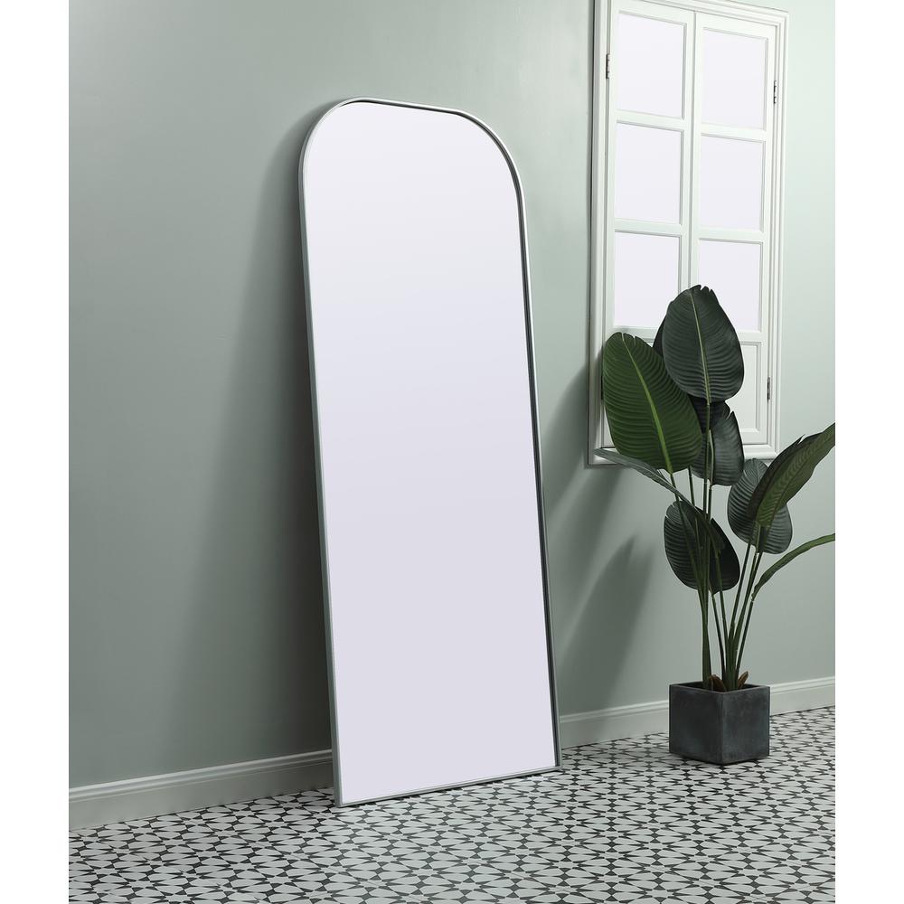 Metal Frame Arch Full Length Mirror 32x76 Inch in Silver. Picture 2