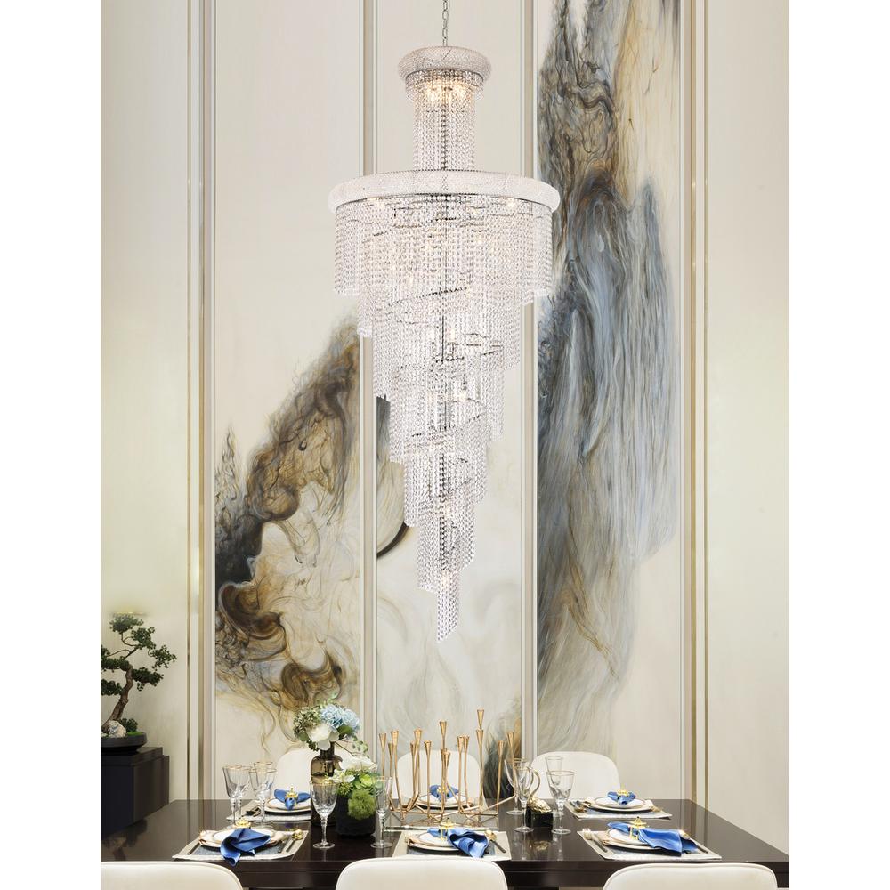 Spiral 32 light Chrome Chandelier Clear Royal Cut Crystal. Picture 8