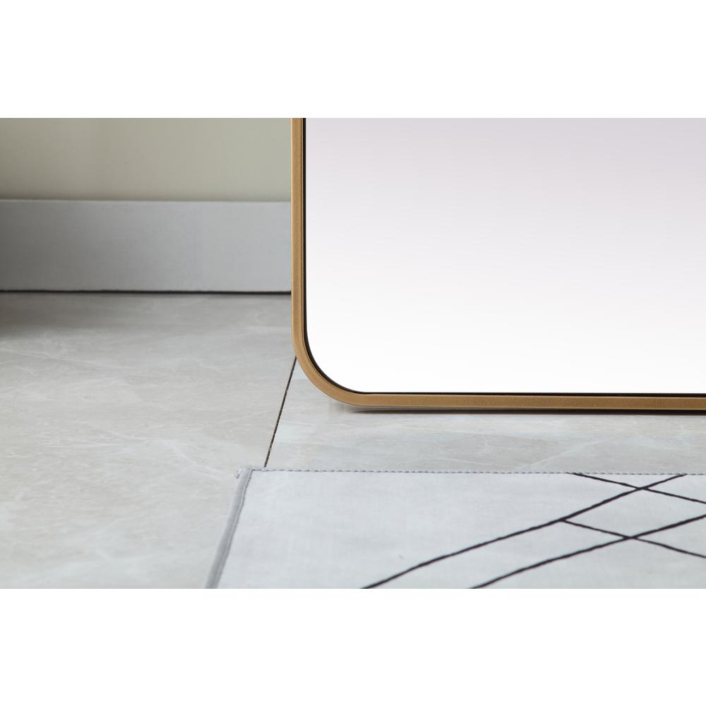 Soft Corner Metal Rectangle Full Length Mirror 30x60 Inch in Brass. Picture 4