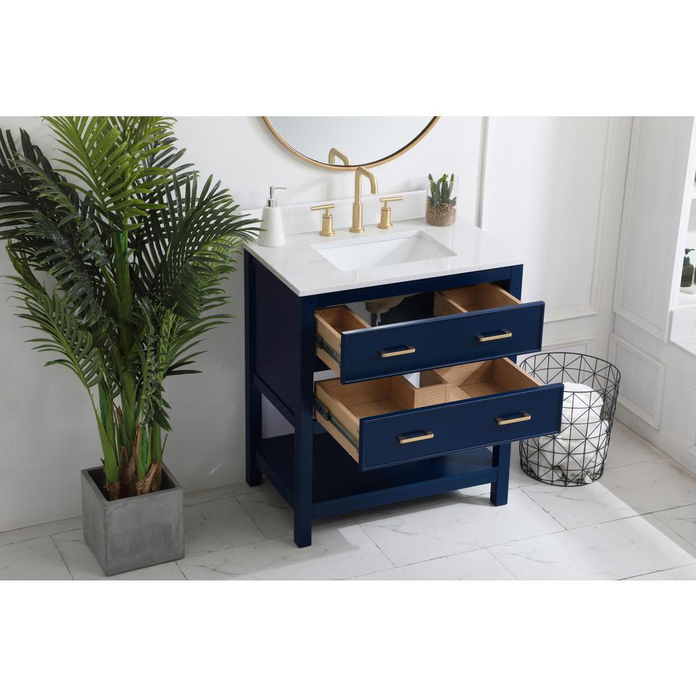 30 inch Single Bathroom Vanity in Blue with Backsplash. Picture 3