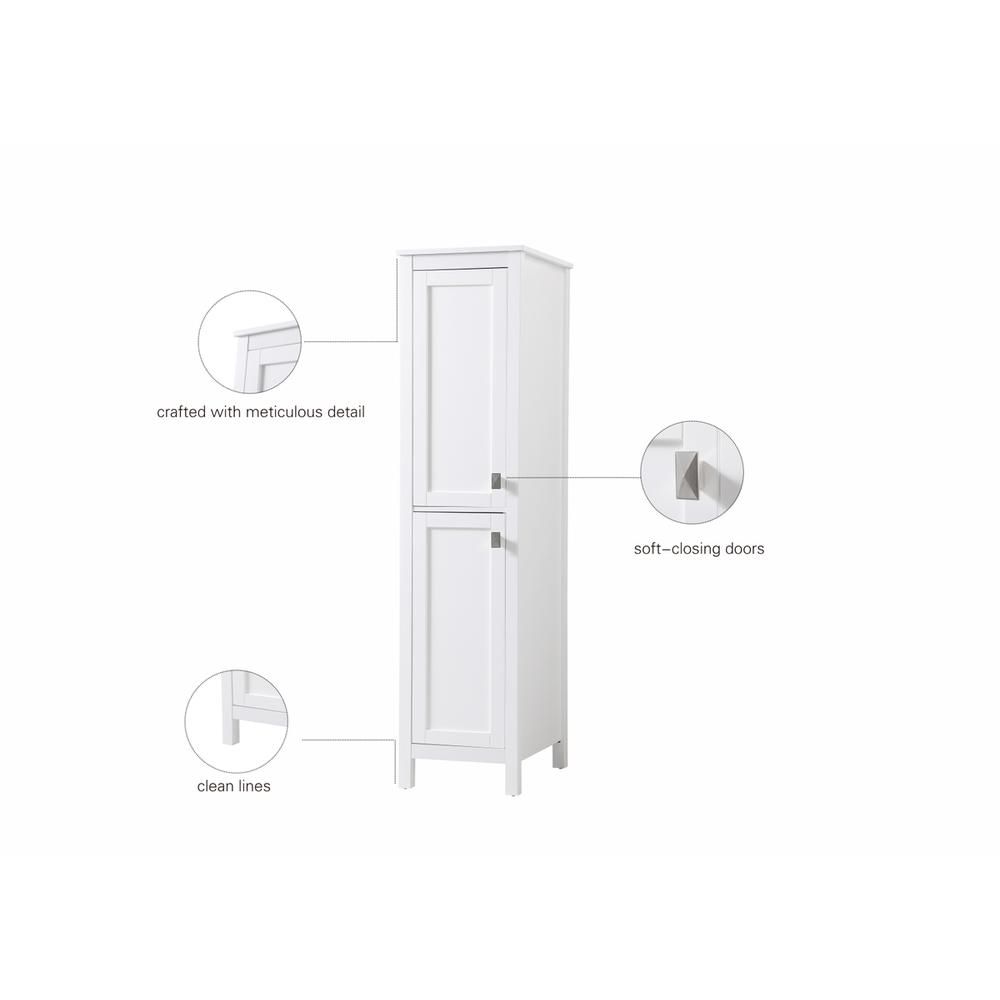 16 Inch Wide Bathroom Linen Storage Freestanding Cabinet In White. Picture 11