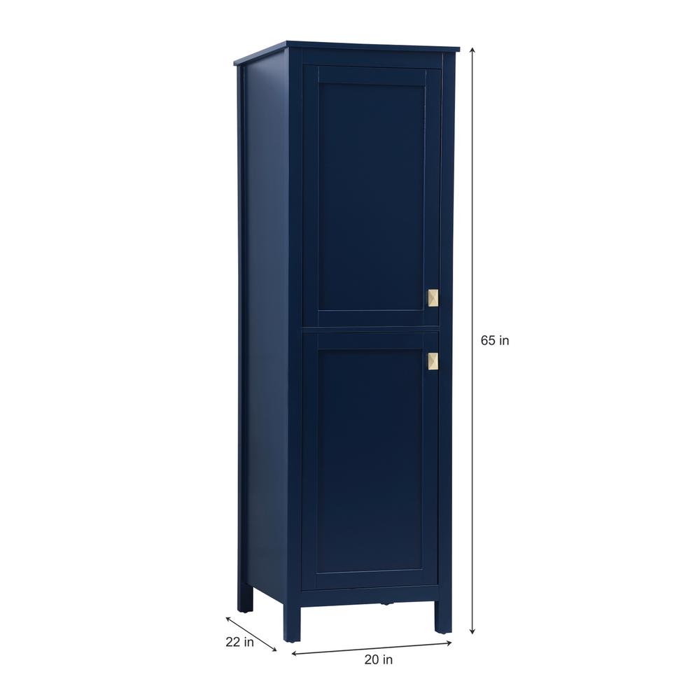 20 Inch Wide Bathroom Linen Storage Freestanding Cabinet In Blue. Picture 7