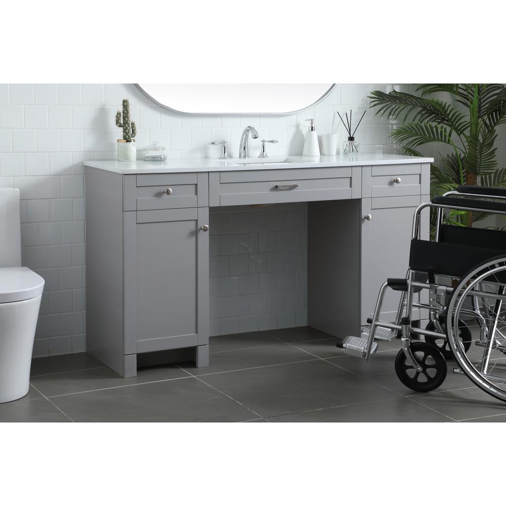 60 Inch ADA Compliant Bathroom Vanity In Grey. Picture 2