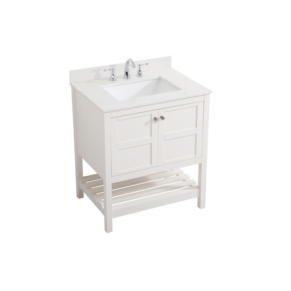 30 inch Single Bathroom Vanity in White with Backsplash. Picture 8