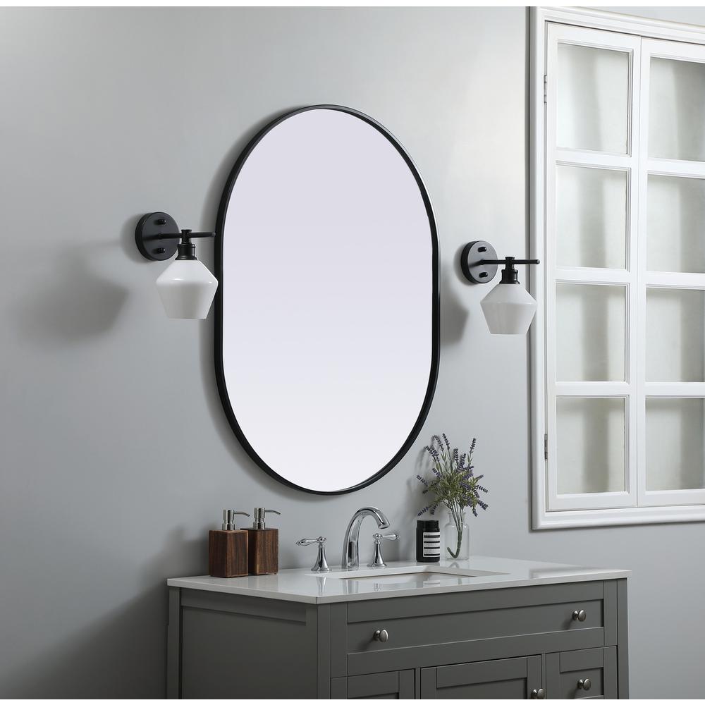 Metal Frame Oval Mirror 30x40 Inch in Black. Picture 2