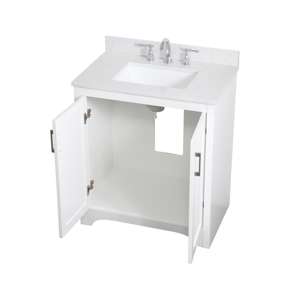 30 inch Single Bathroom Vanity in White with Backsplash. Picture 9