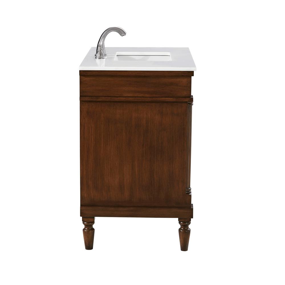 36 inch Single Bathroom vanity in Walnut with ivory white engineered marble. Picture 7