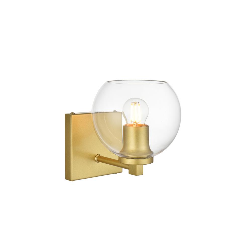 Juelz 1 light Brass and Clear Bath Sconce. Picture 3